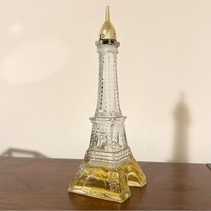 Vintage 1970s Avon Gold Clear Glass Eiffel Tower Perfume Cologne Bottle